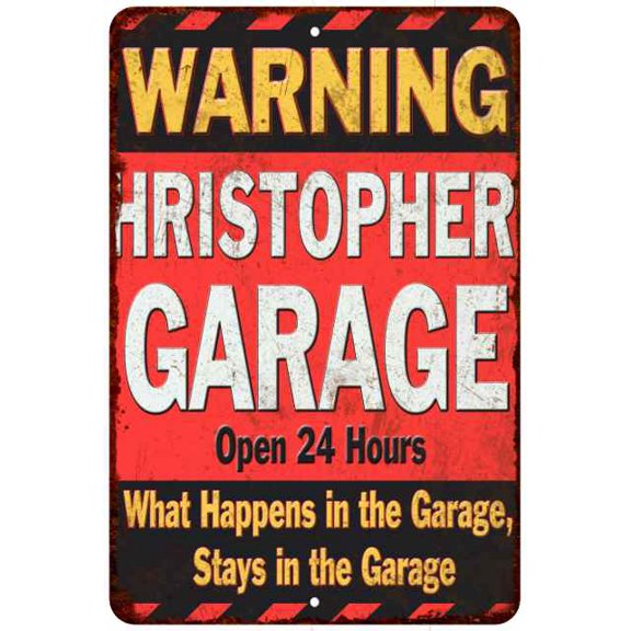 CHRISTOPHER'S Garage Warning Man Cave Wall Decor 16 x 24 Matte Finish Metal 116240030014