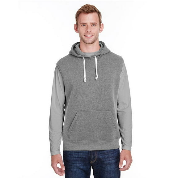 Adult Triblend Fleece Sleeveless Hooded Sweatshirt - SMOKE TRIBLEND - S