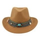thumbnail image 4 of Sombrero de vaquero clásico unisex para adultos, sombrero fedora, accesorios, sombrero de vaquera, sombrero de copa jazz. Marrón claro, 4 of 9