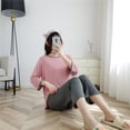 thumbnail image 1 of Conjunto de ropa de dormir cómoda para mujer, camisa de manga 3/4, traje de pantalón, ropa de casa coreana, primavera y otoño, 1 of 4