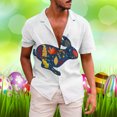 thumbnail image 1 of toraway Mens Shirts Button down Men's Easter Rabbit and Egg Print Short Sleeve Male Leisure Style Shirt Spring and Summer L, 1 of 3