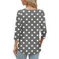 thumbnail image 3 of EchfiProm Womens Relaxed Fit Tops T-Shirts Gray Crew Neck Pullover Polka Dot Winter for Women, 3 of 7