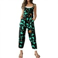 thumbnail image 5 of WTOBBY Women's Casual Loose Retro Jumpsuit with Halloween Print, Suspenders in Cotton and Linen Fabric, Adjustable for a Comfortable and Stylish Fit,CyanL, 5 of 7