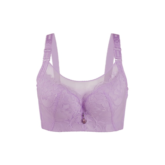 INSPIRE CHIC Women's Lace Front Full Coverage Push up Underwire Cami Bra Violet 40 Fit 38C/D