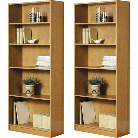 Leather Set Bookcase - Orion Wide 5-Shelf Bookcase, Set of 2, (Mix and Match)