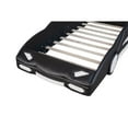 thumbnail image 7 of Race Car Bed, Twin Size Platform Bed, Car-Shaped Platform Bed with Wheels, Wood Twin Floor Bed Frame, Cute Daybed, Easy to Assemble & No Spring Box Needed, Black, 7 of 7
