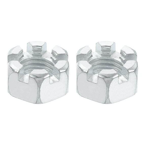 7/8-9 UNC Hexagon Slotted Nut, Grade 6.8 Carbon Steel Hex Nuts, Silver, 2Pack