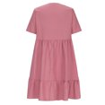 thumbnail image 5 of Womens Summer Dresses Short Sleeve V-Neck Dress Solid Color Pleated Red Dresses for Women Elegant Daily Knee-Length dress,Red,XL, 5 of 6