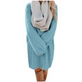 thumbnail image 2 of ClodeEU Fashion Women Winter Casual Solid Dress O-Neck Long Sleeve Sexy Dress Light blue 6(M), 2 of 6