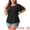 Black, variant on DARING DIVA Women's Plus Round Neck Hollow Flare Sleeve Casual Blouse 1X Pink