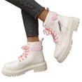 thumbnail image 6 of Women's Love Ankle Boots Combat Boots Lace Up Lug Sole Leather Side Zipper Goth Riding Short Booties, 6 of 6