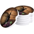 thumbnail image 1 of FMSHPON Red Bottle and Grapes on Wood Plank Set of 4 Car Coaster for Drinks, Absorbent Ceramic Stone Coasters Cup Mat with Cork Base for Home Kitchen Room Coffee Table Bar Decor, 1 of 5