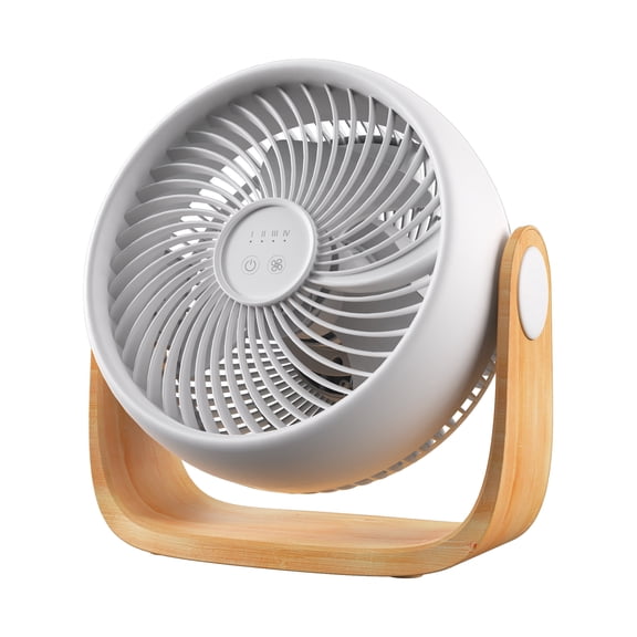Better Homes & Gardens 8'' 4-Speed Wood Tabletop Fan, Juliet Collection, White and Light Honey
