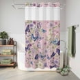 thumbnail image 6 of No Hook Shower Curtain, Pink Flowers Shower Curtains for Bathroom with See Through Top Window, Spring Floral Purple Butterflies Farmhouse Waterproof & Washable Bath Curtain Stand Up Stall 36"x72", 6 of 9