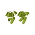 thumbnail image 2 of RUINIXCW Toddler Baby Girl Boy Christmas Outfit Infant Kids Christmas Elf Cosplay Costume Long Sleeve Green Plush Lapel Velvet Button Down Jacket Coat and Pants Set Hat, 2 of 10