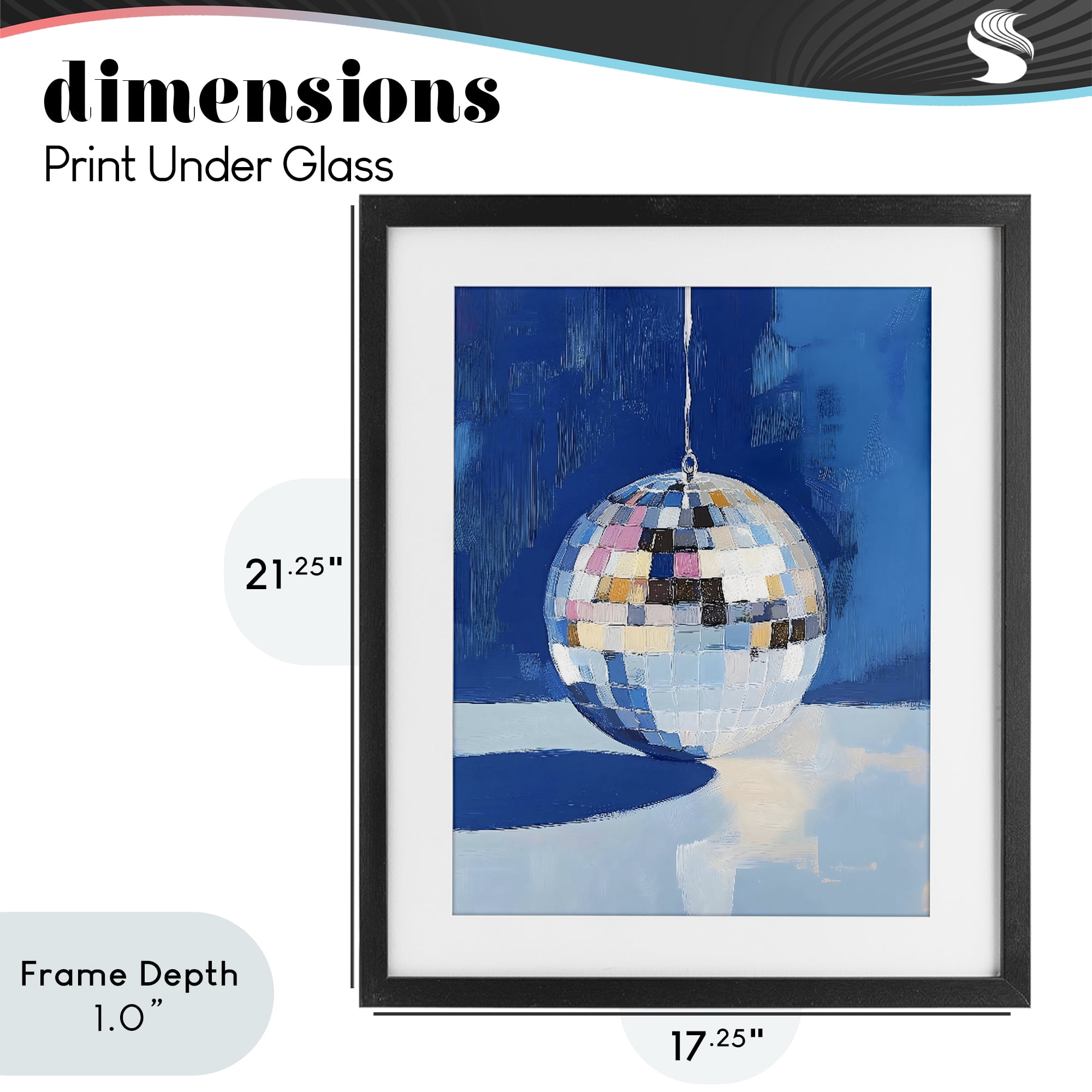 Stupell Industries Silver Dance Disco Ball Black Framed Print Under Glass, design by The Prints Vibe