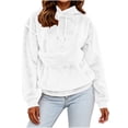 thumbnail image 4 of FRSASU Women's Cat Hoodie with Pouch Oversized Kangaroo Pocket Dog Pouch Sweatshirts Pet Carrier Animal Holder Long Sleeve Pullover White, 4 of 8