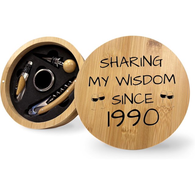 Birth Year 1990 Wine Set For 34th Birthday, Unique Gift Ideas For Turning 34, Wine Accessory For Mother's Day Father's Day Retirement or Graduation