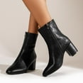 thumbnail image 4 of Tawop Boots for Women Ankle Chunky High Heel Side Zip Pointy Toe Winter Black Boots, 4 of 7