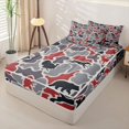 thumbnail image 2 of Manfei Vintage Camo Zipper Twin Comforter Sets with Fitted Sheet and 2 Pillowcases,Kawaii Deer Zipper Bedding Set,Red Black,Black Reversible,4pcs, 2 of 8