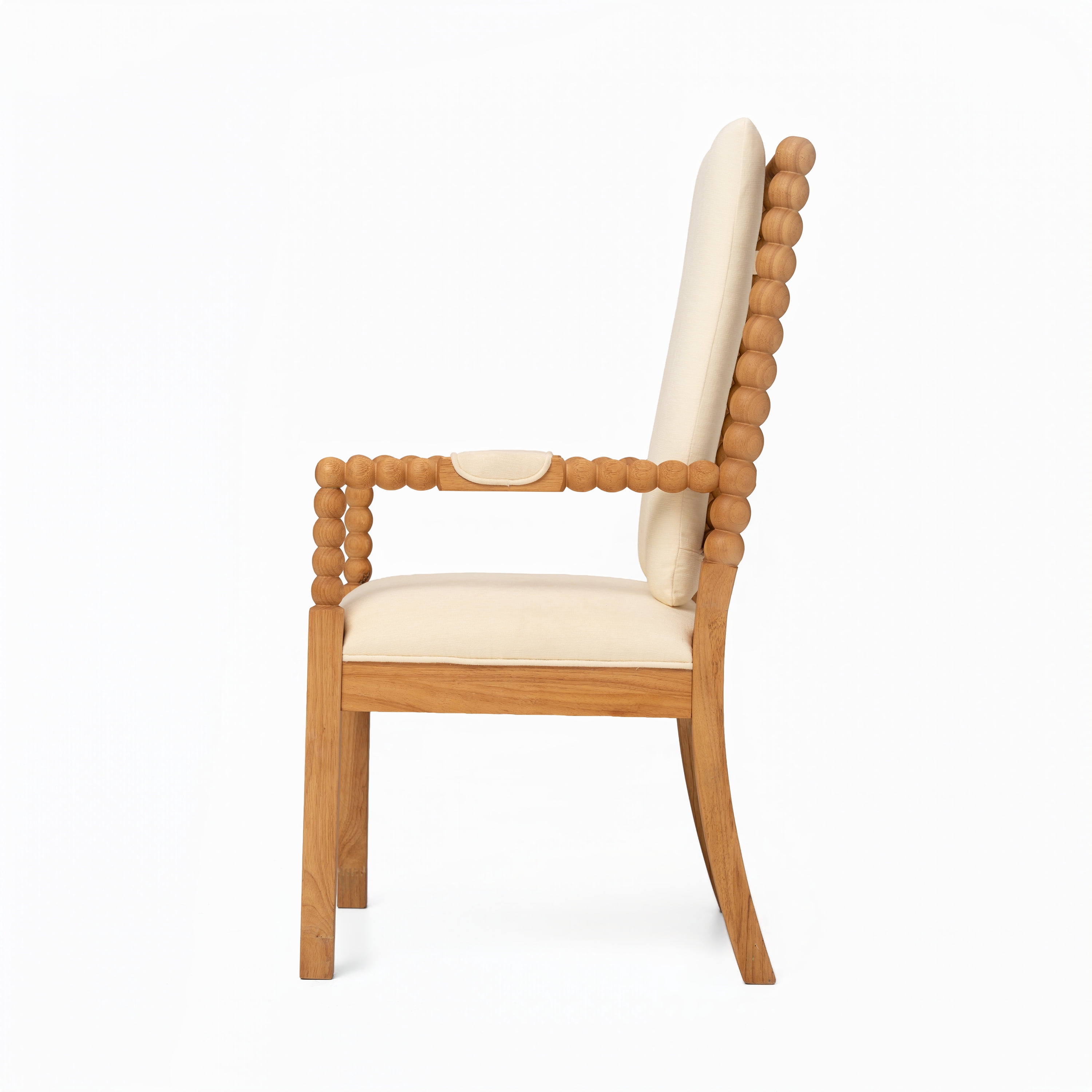 Garitin Dining Chair Set of 2 and Rubber Wood Side Chairs, Fabric Upholstered Seating with Spindle Back for Kitchen and Dining Room, Natural and Beige
