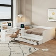 thumbnail image 2 of Full Size Platform Bed Frame with Charging Station and Dressing Table, Wooden L-Shaped Daybed with 6 Storage Drawers and Headboard, White, 2 of 8