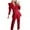 Red, variant on LYXSSBYX Blazer Sets Women 2 Piece Outfits Women's Solid Turn Down Collar Long Sleeve Coat Tops   Pants   Belt Trousers Suit Set