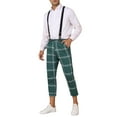 thumbnail image 2 of INSPIRE CHIC Plaid Cropped Pants for Men's Tapered Leg Formal Checked Trousers with Suspender, 2 of 5