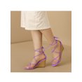 thumbnail image 6 of BLISSFUL STEP Women's Sandals Wedge Heels Strappy Lace up Sandals, 6 of 8