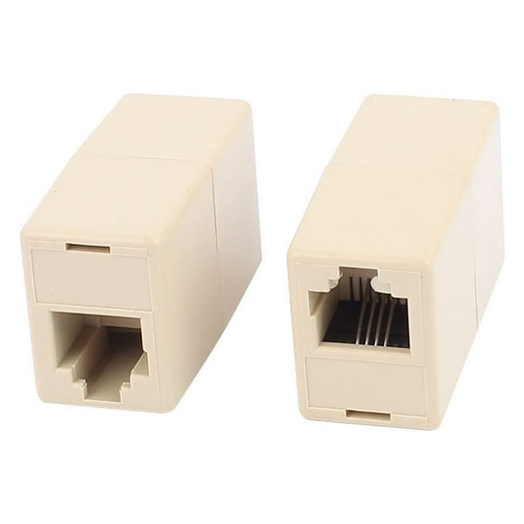 Unique Bargains 2Pcs 2 Way RJ11 6P4C Telephone Extension Connector Cable Line Adapter Converters Splitter