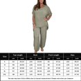 thumbnail image 3 of Conjuntos De Pantalones De 2 Piezas Conjuntos de pantalones de 2 piezas para mujer, cuello redondo, ropa diaria de pierna ancha para mujer (verde militar L) Cgtredaw Para estrenar, 3 of 6