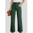 thumbnail image 6 of Casual Women's Green Shift Jeans with Criss Cross Waist – Natural Rise Raw Hem Denim Trousers, 10, 6 of 12