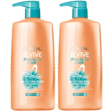 L,Oreal Paris Elvive Dream Lengths Curls Shampoo And Conditioner 2Pk, Paraben-Free With Hyaluronic Acid And Castor Oil. Best For Wavy Hair To Curly Hair, 1 Kit