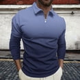 thumbnail image 1 of Blusa y camisa de manga larga con cuello vuelto para hombre, jersey con cremallera, color liso, solapa, blusa de manga larga con cuello vuelto, blusa para hombre, blusa de poliéster, 1 of 5