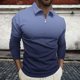 thumbnail image 1 of Blusa y camisa de manga larga con cuello vuelto para hombre, jersey con cremallera, color liso, solapa, blusa de manga larga con cuello vuelto, blusa para hombre, blusa de poliéster, 1 of 5