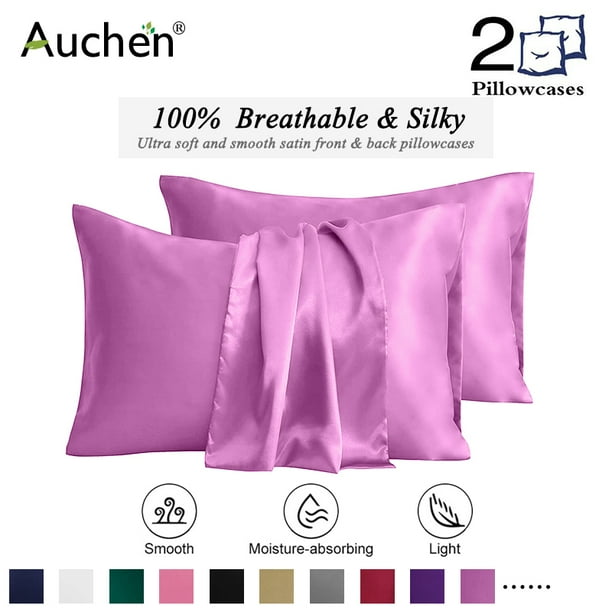 2 Pack Satin Silk Pillowcase for Hair and Skin, Ultra Silky Satin