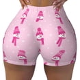 thumbnail image 2 of Fotbe Pink Scarf Snowman Shorts Sin Costuras – Shorts Deportivos de Cintura Alta para Mujer, Elásticos para Gimnasio, Yoga, Running o Ciclismo-X-Large, 2 of 8