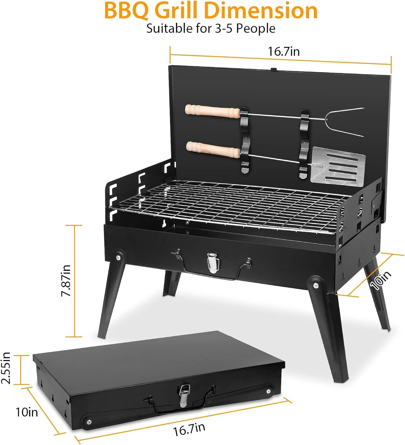 NOBRAND 16.7 Inch Charcoal Kettle Grill, Foldable