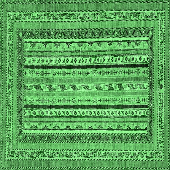 Ahgly Company Indoor Square Abstract Emerald Green Modern Area Rugs, 4' Square