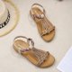 thumbnail image 4 of Sandalias con tiras en T para mujer Sandalias con cuentas bohemias transpirables Sandalias con punta abierta para mujer, 4 of 9