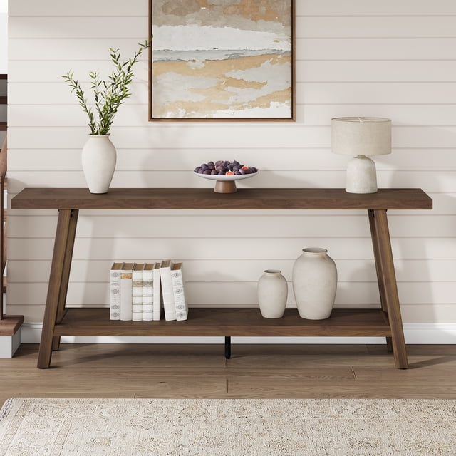 Extra Long Console Table 70.87 Inch – Modern Brown Entryway Sofa Table, Sleek Rectangular Accent Furniture with Sturdy Design for Living Room, Hallway