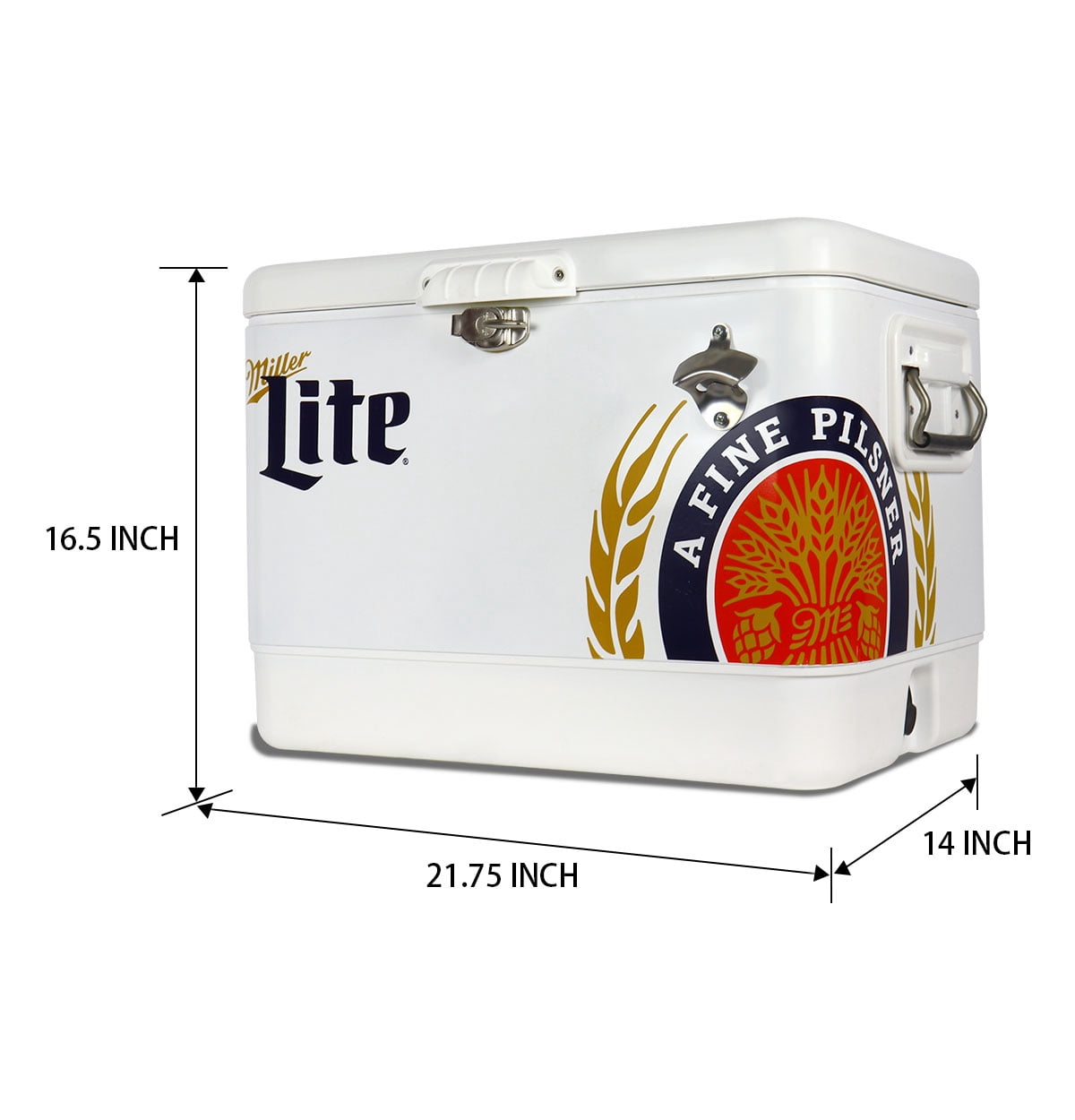 Miller Lite Ice Chest Cooler with Bottle Opener, 51L (54 qt), 85 Cans