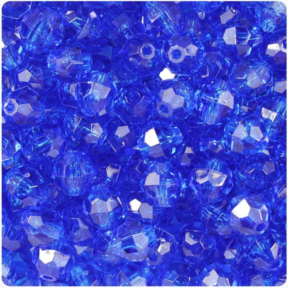 BeadTin Dark Sapphire Transparent 10mm Faceted Round Craft Beads (225pcs)