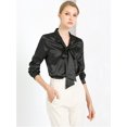 thumbnail image 2 of INSPIRE CHIC Women's Irregular Dotted Work Long Sleeve Tie Neck Blouse, 2 of 6