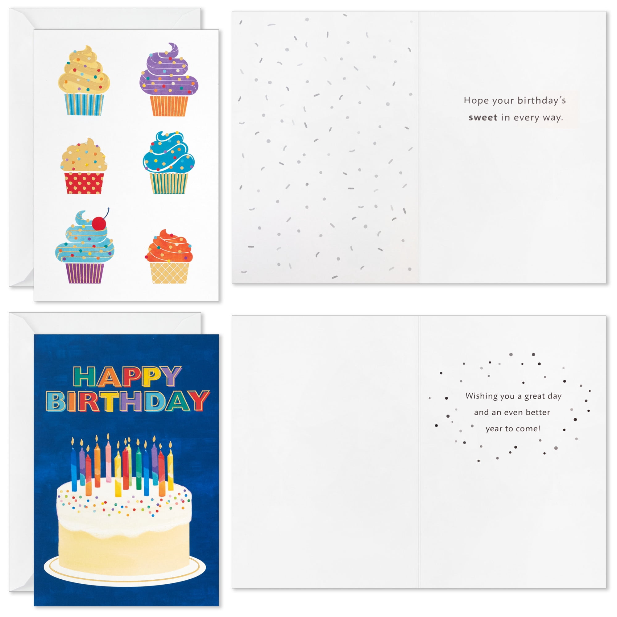 Hallmark Assorted Boxed Birthday Cards (Cake and Candles), Pack of 72