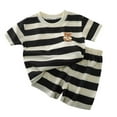thumbnail image 4 of 12-18 Months Baby Boy Clothes 6-9 Months Boys Clothes 3T Toddler Baby Boy Summer Clothes Striped Knit Cotton T Shirt Elastic Waist Shorts Set 2 Piece Outfit Black, 4 of 9