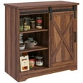 thumbnail image 6 of 33"W Kitchen Buffet Sideboard Cabinet, Farmhouse Storage Cabinet with Sliding Barn Door & Adjustable Shelves, Coffee Bar Cabinet Floor Cabinet for Kitchen, Living Room, Bathroom, Brown, 6 of 8
