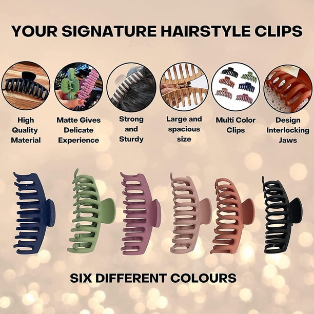 Accesorios para el cabello de mujer con fotos de alta resolución - Diseño francés Pinzas para el cabello grandes y coloridas para rizos gruesos (6 piezas I