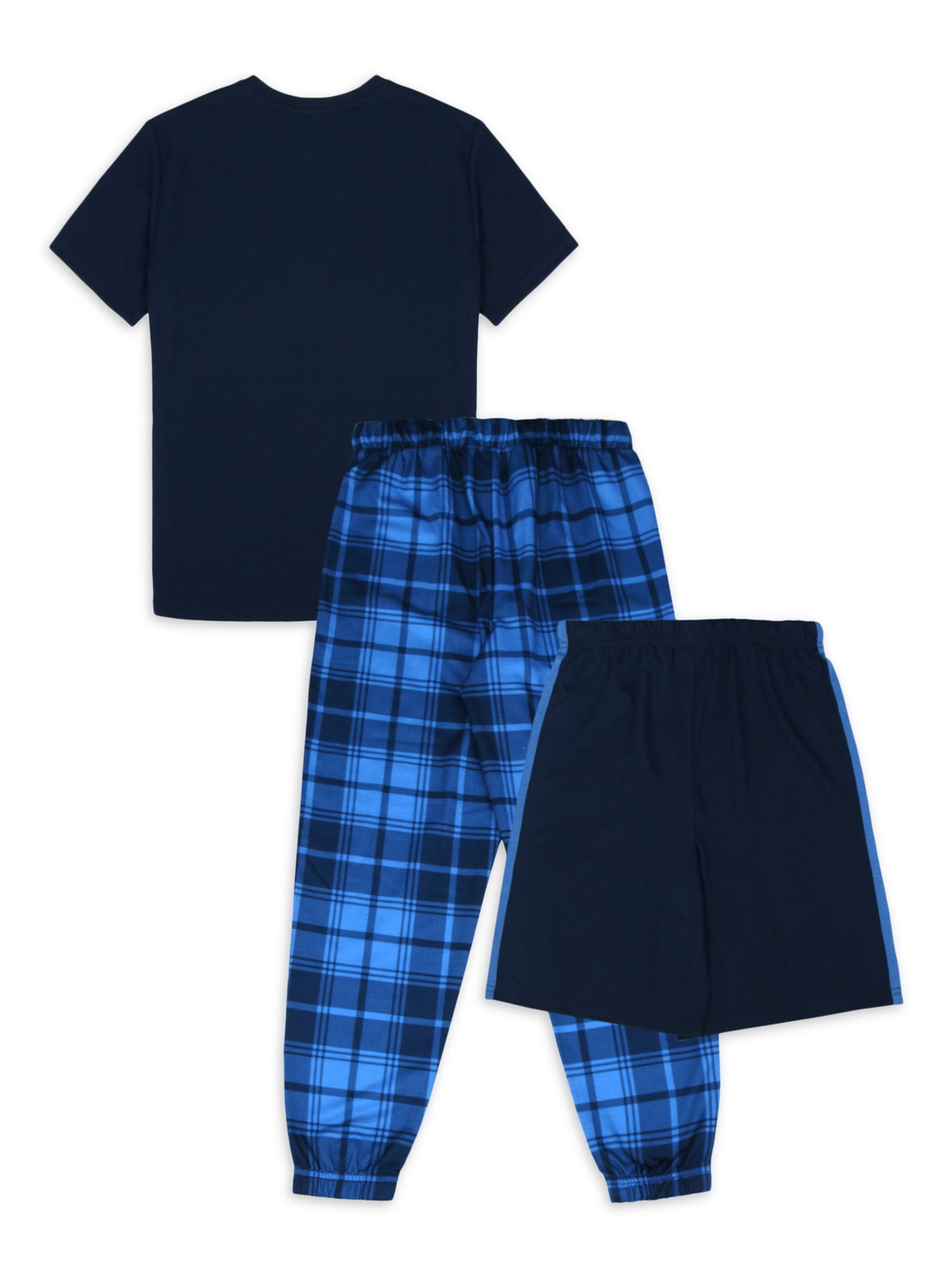 Wonder Nation Boys Short Sleeve Top, Shorts, and Jogger Pants 3-Piece Sleep Pajama Set, Sizes 4-16 Husky
