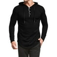 thumbnail image 2 of QUINDOS Fall Sweatshirts for Men Cotton Solid Color Button Mens Hoodies Lightweight Long Sleeve Casual Tunic Cotton Pullover Tops, 2 of 9